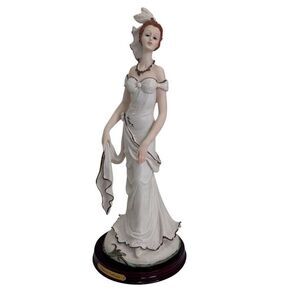 Elegante Collection Victorian Lady Figurine 14" Cream Polyresin Round Base